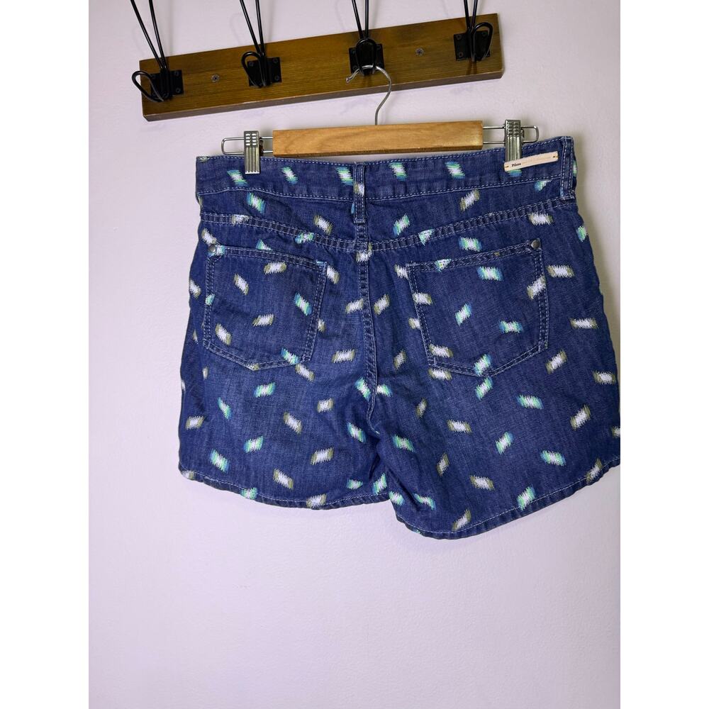 Pilcro Printed Denim Cuffed Shorts Size 29 Blue Ikat Anthropologie - Picture 4 of 7